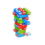 Veža Jenga s červíkmi